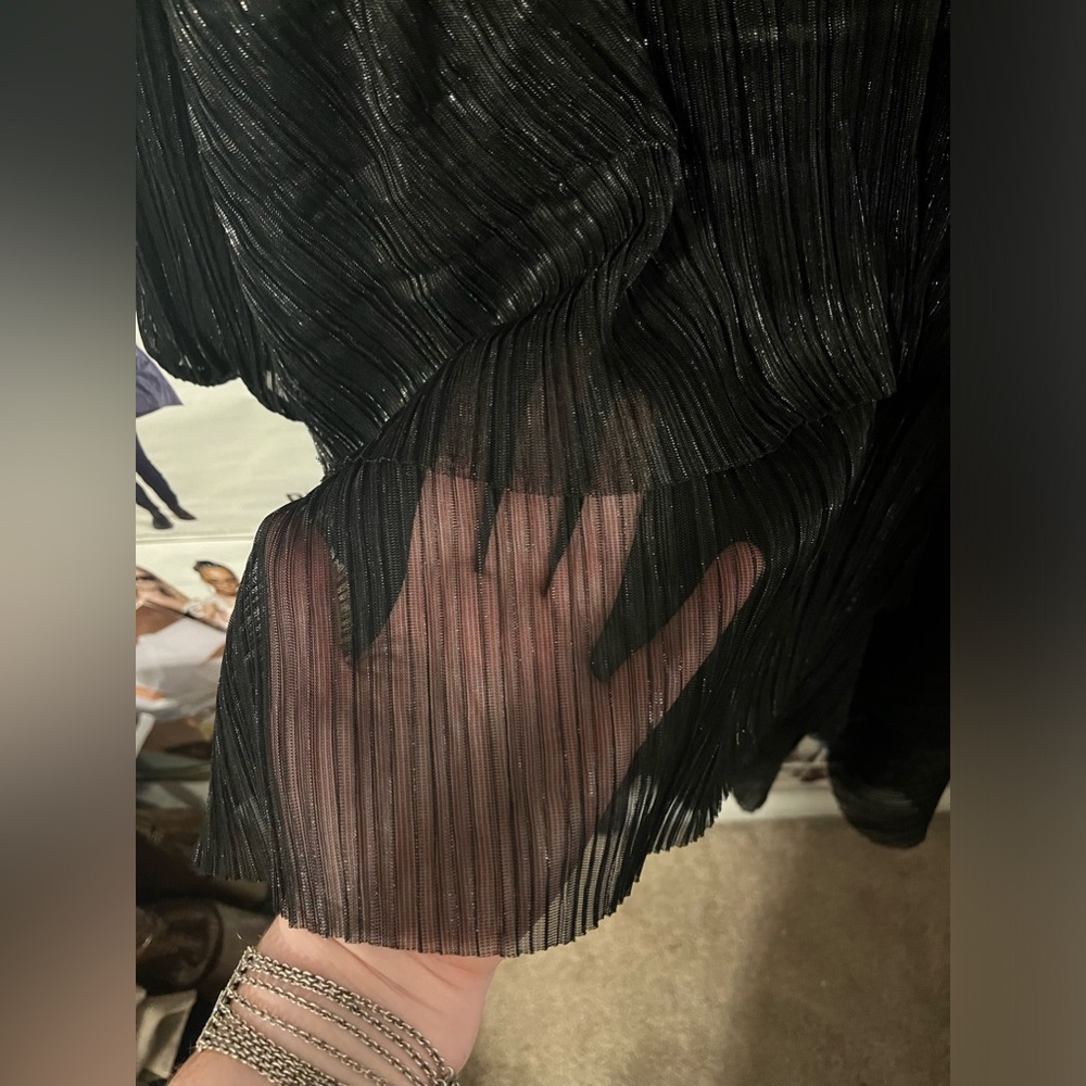 Elegant Black Metallic Sheer Dress - Picture 3 of 8